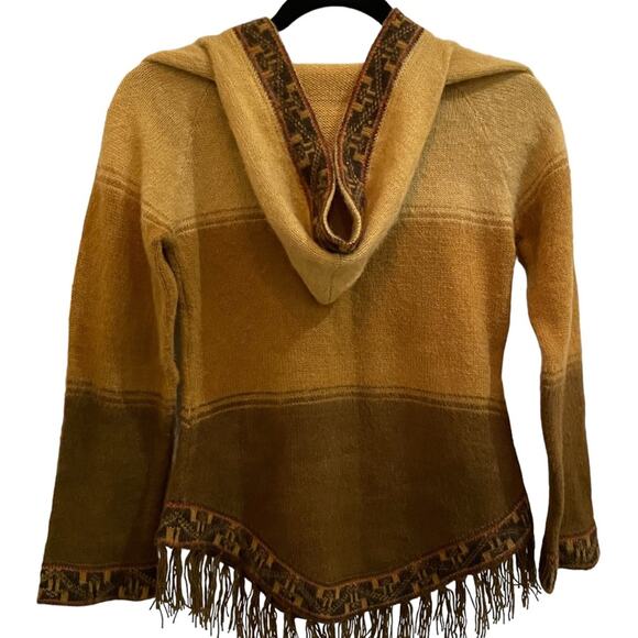 Bohemian Fringe Hem Sweater - Tan and Brown - Picture 2 of 3